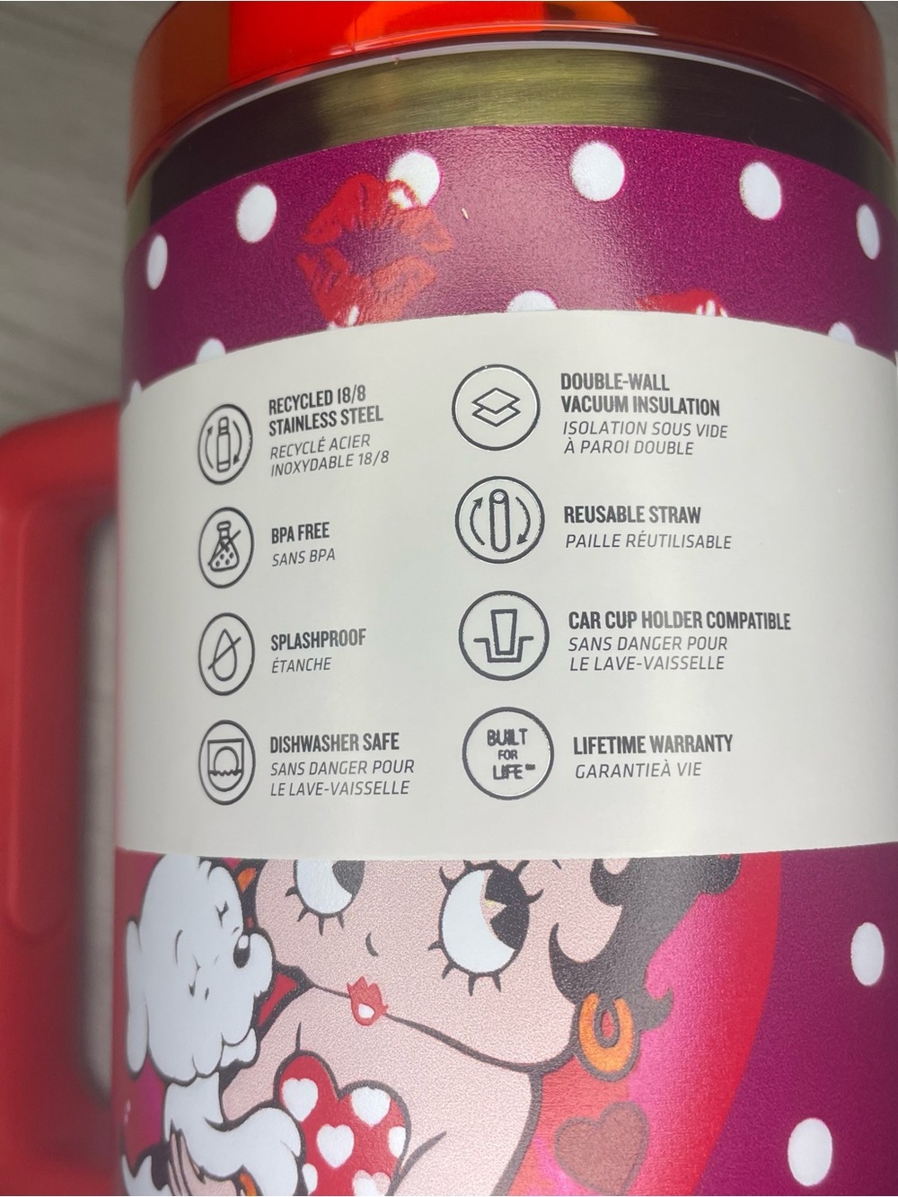 NIB Stanley x Betty Boop Collab Red The Flowstate Quencher H2.0 Tumbler 40oz - Picture 12 of 12